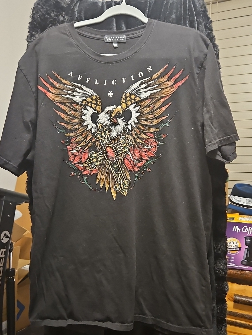 Affliction Black Short-Sleeve Eagle Graphic Tee